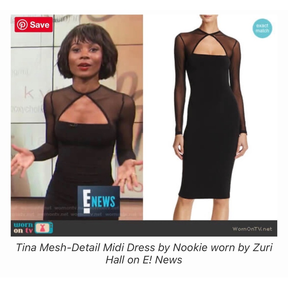Nookie Midi Dress S Black Mesh Tina Cutout Bodycon LBD Sexy Evenin Coquetteg